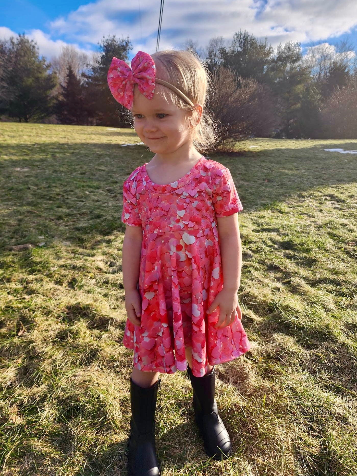 SHORT SLEEVE TWIRL DRESS