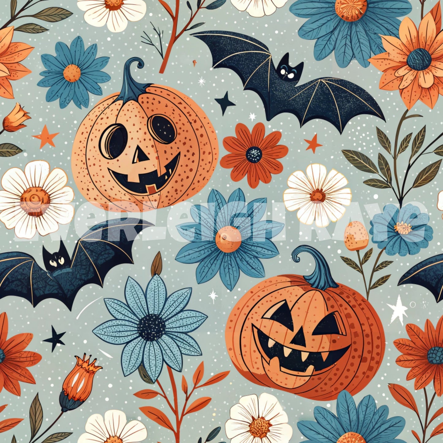 Floral pumpkins & bats