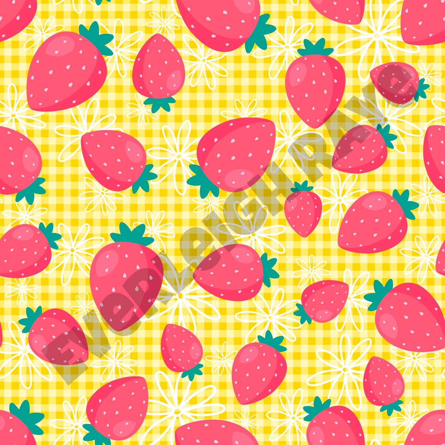 Yellow Gingham Strawberries