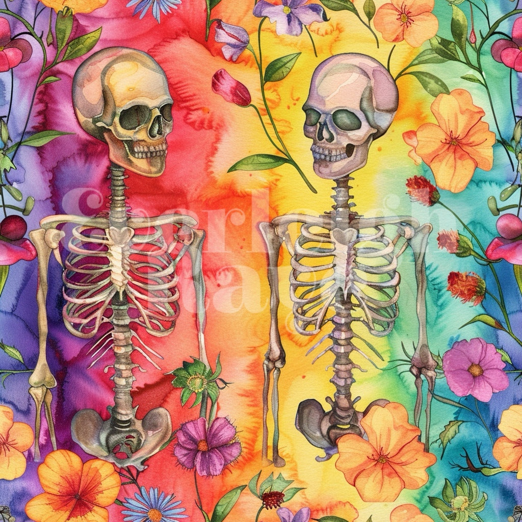 Watercolor Skeleton 3