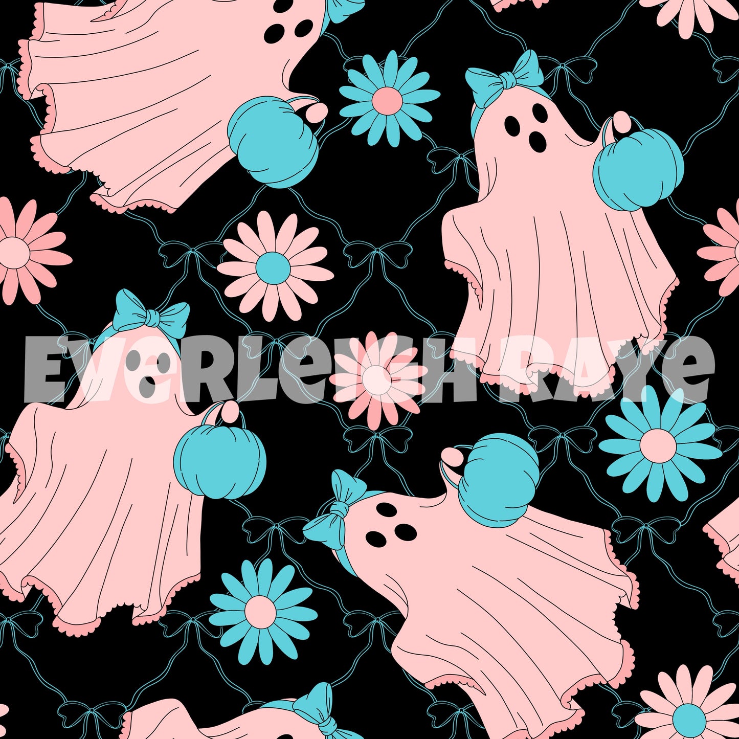 Pink ghosts on black