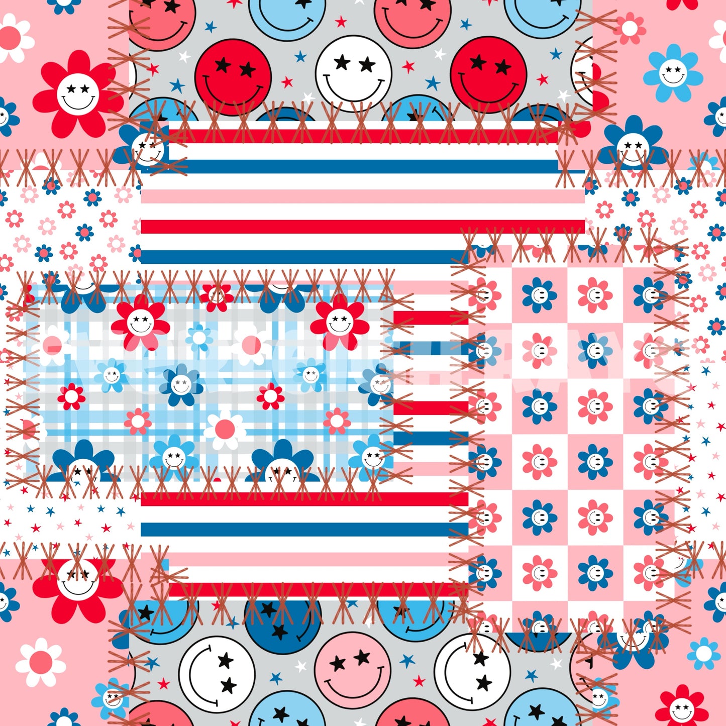 RWB Smiley patchwork