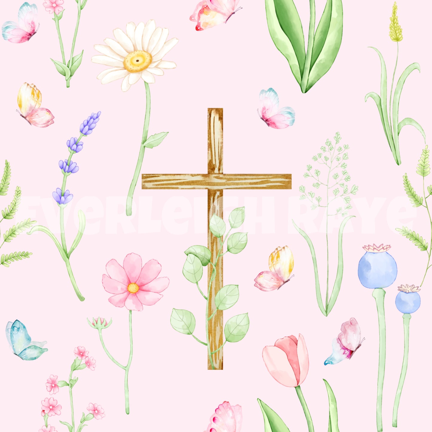 Pink Floral cross