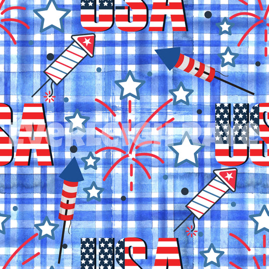 Blue plaid USA