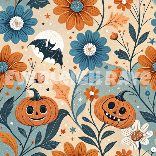 Floral pumpkins & bats 2