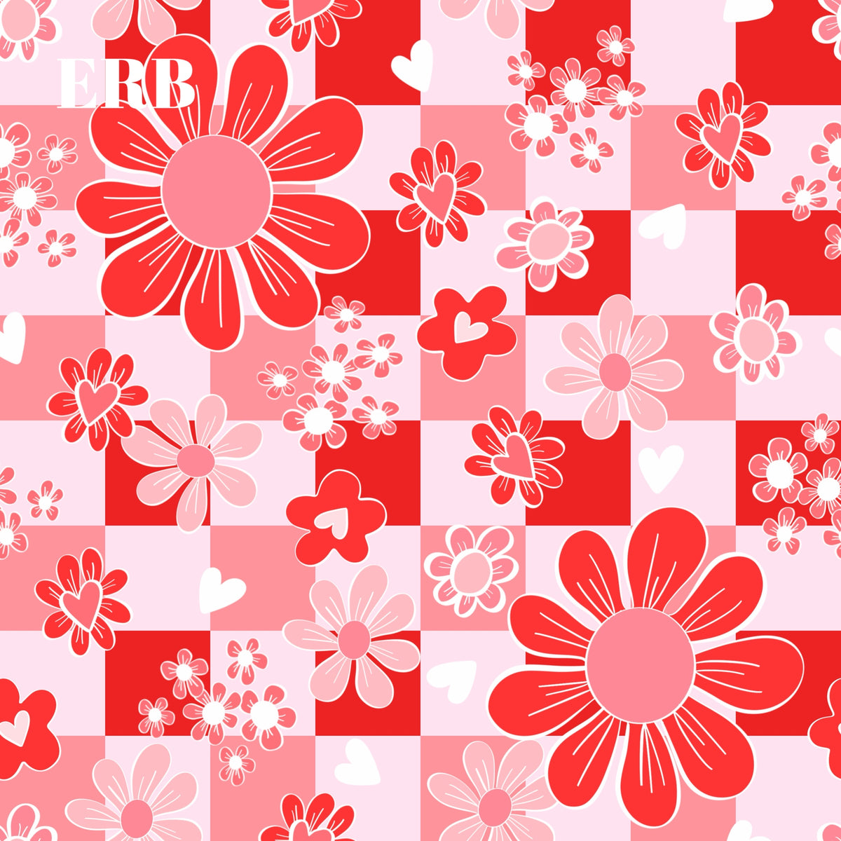 Valentine Retro Checkered Floral