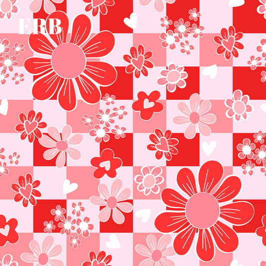 Valentine Retro Checkered Floral