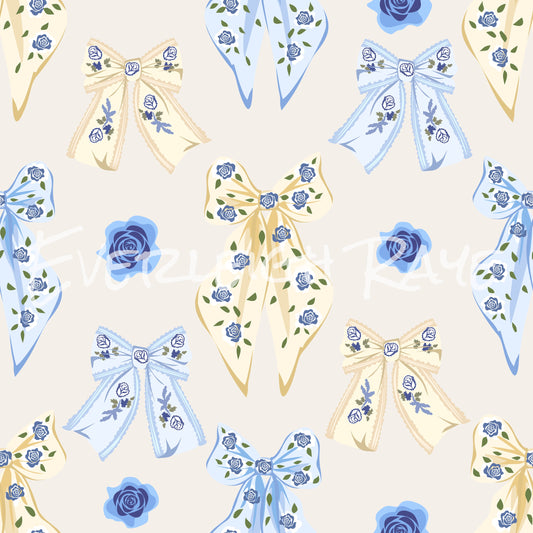 Blue Floral Bows