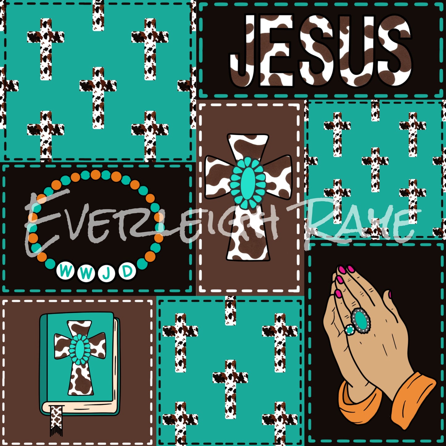 Turquoise Jesus patchwork