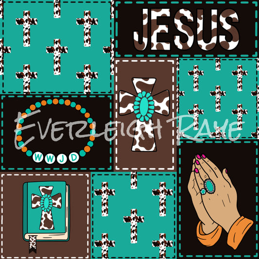 Turquoise Jesus patchwork