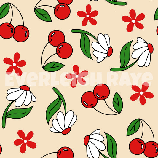 Cream cherry floral
