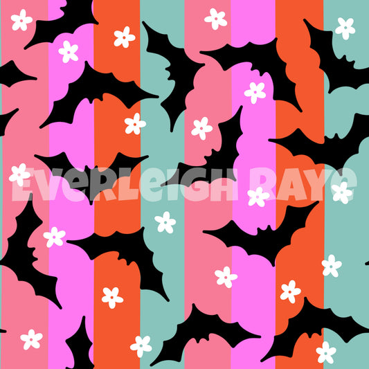 Girly Halloween floral bats