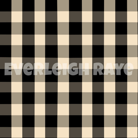 Black/cream flowers gingham