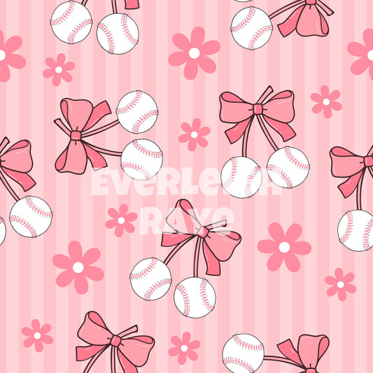 Baseball floral cherries