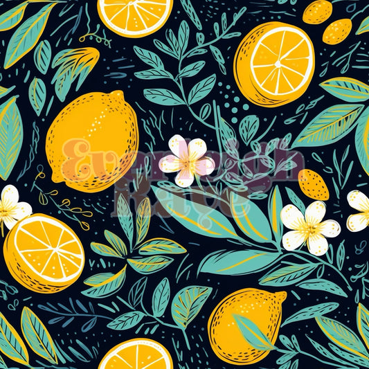 Teal floral lemons