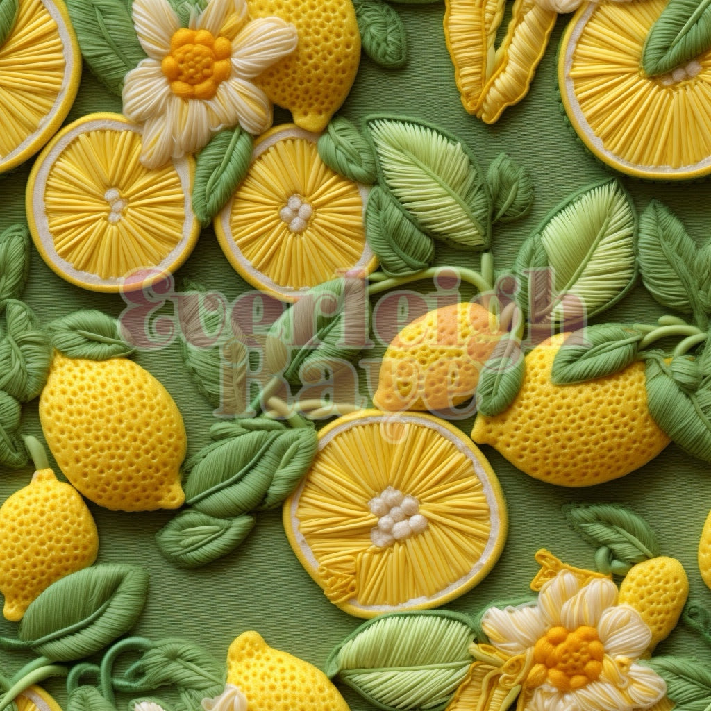 Embroidered lemons