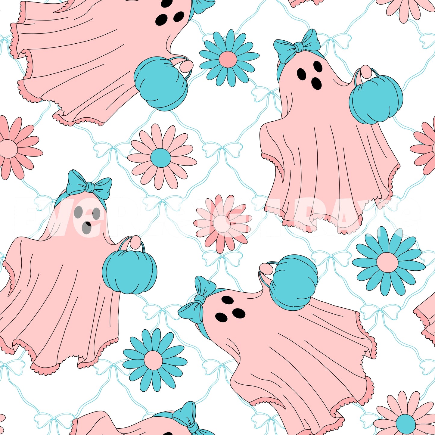Pink ghosts on white