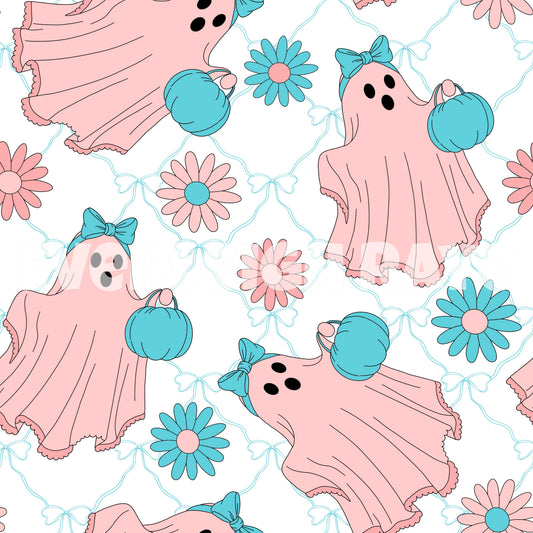 Pink ghosts on white