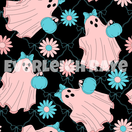 Pink ghosts on black