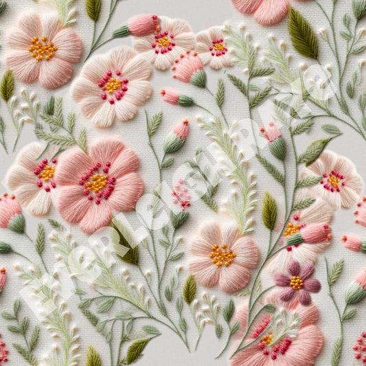 Light Pink Floral Embroidery