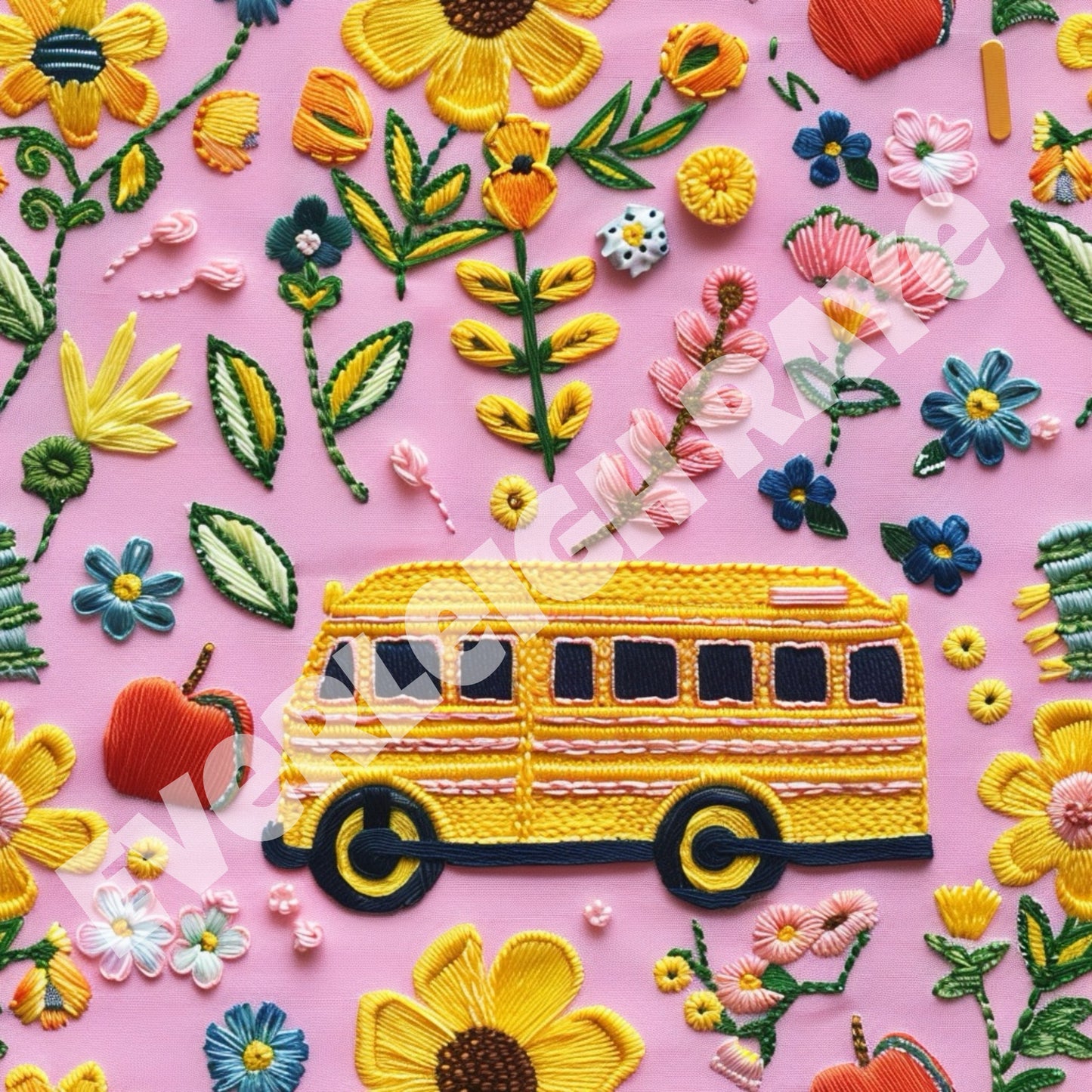 Light Pink Floral school bus