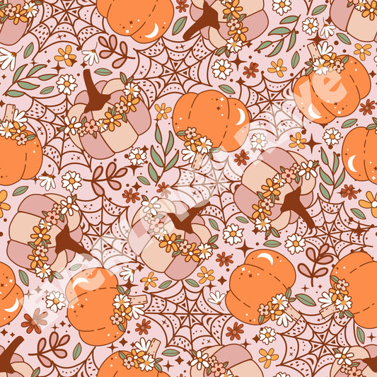 Floral Pumpkins & webs
