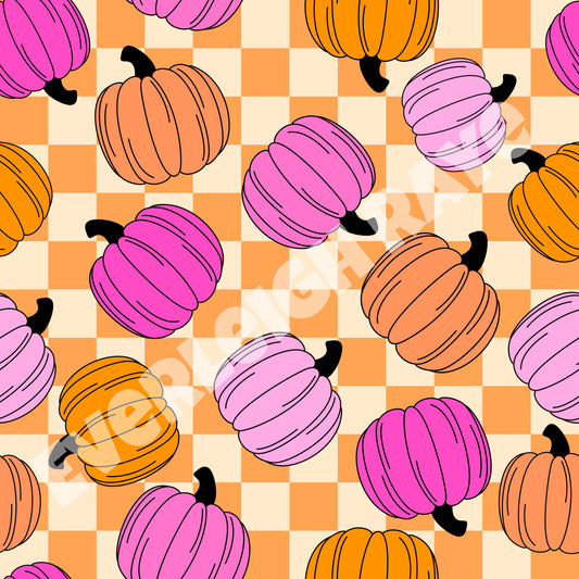 Orange checkered pumpkins
