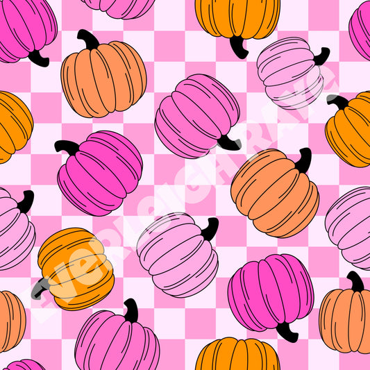 Pink checkered pumpkins