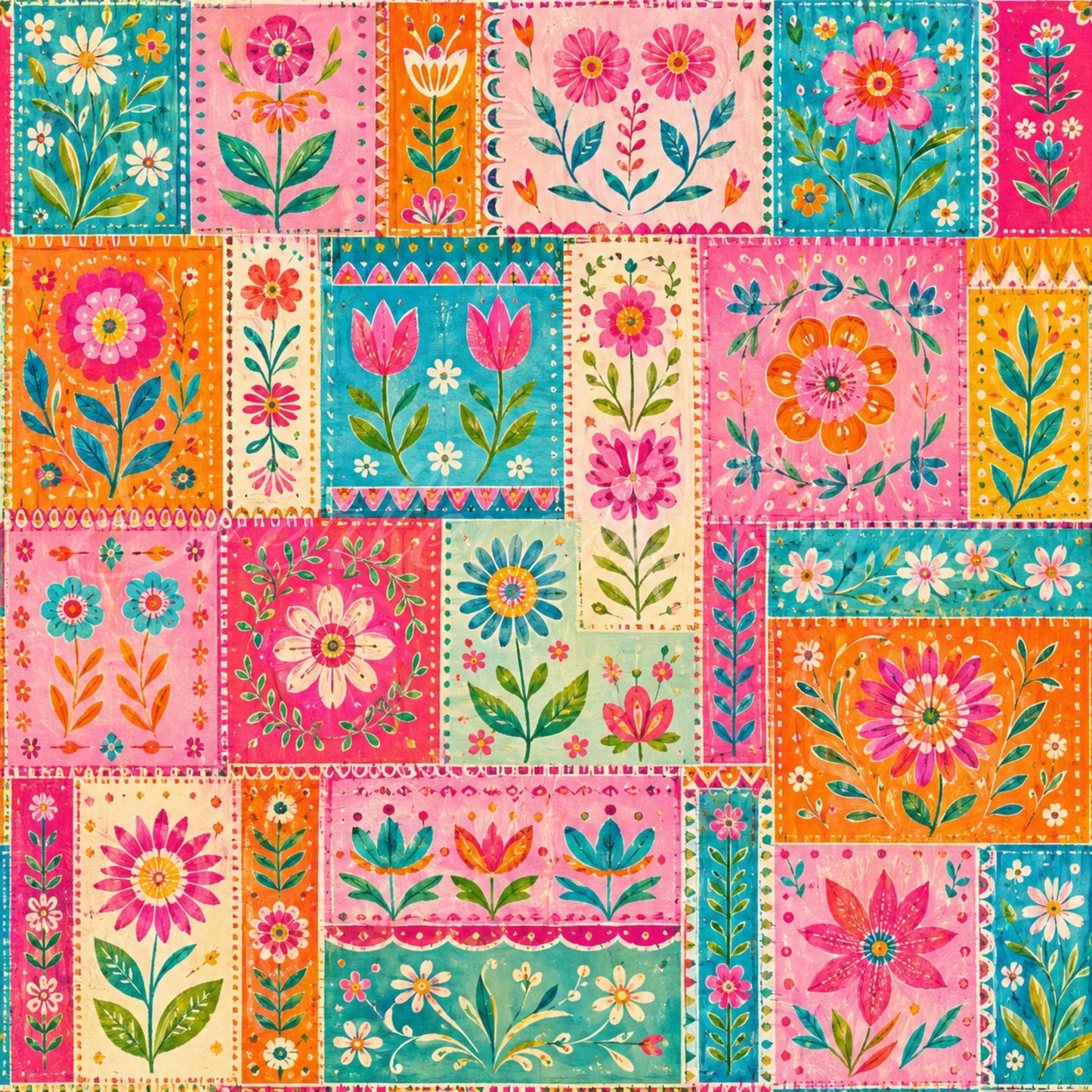 Folkart floral patchwork
