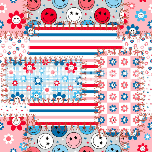 RWB Smiley patchwork