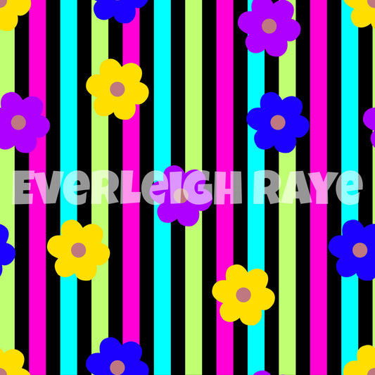 Neon floral stripes
