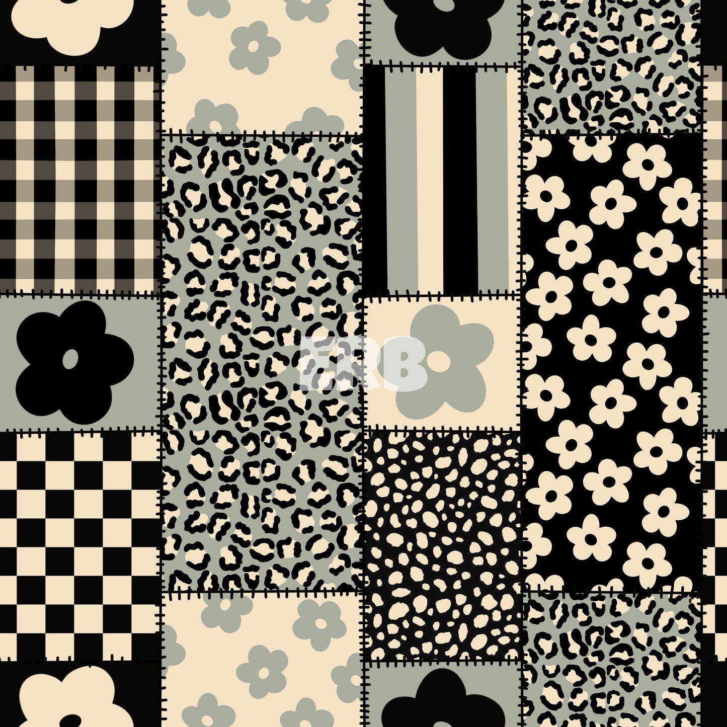 Black/Cream Patchwork