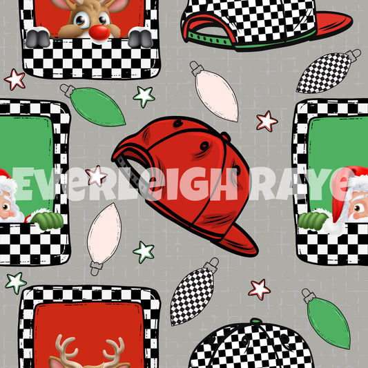 Checkered santa snap back