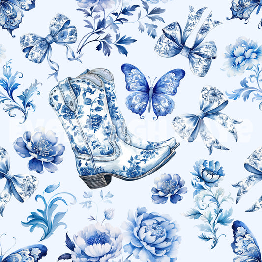 Blue boot floral